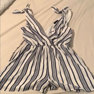 XL white and blue romper